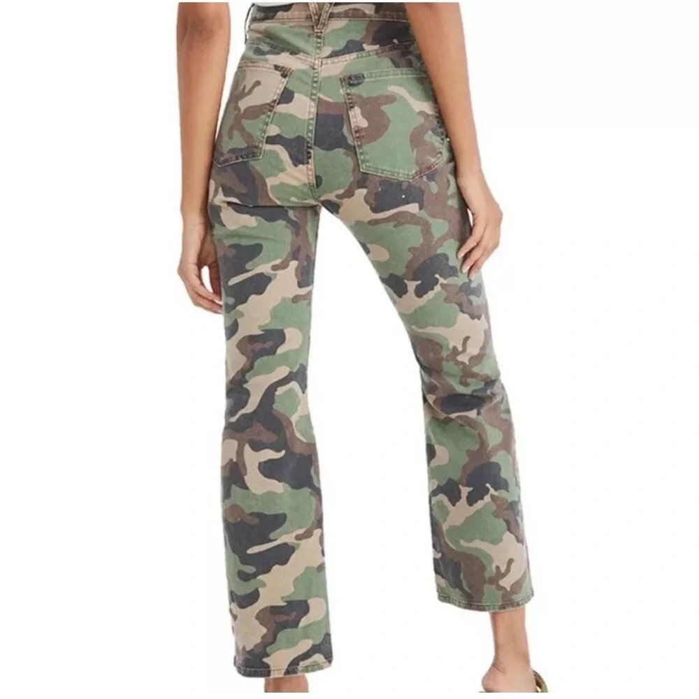 Veronica Beard Cotton Carly Kick Flare High Rise Jeans Camo Women's 27 - Picture 4 of 8